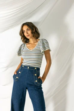 Thaira Stripes Airy Blue-IBANA Sale